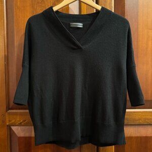Anthropologie Merino Wool V-Neck Black Pullover Sweater Size XS